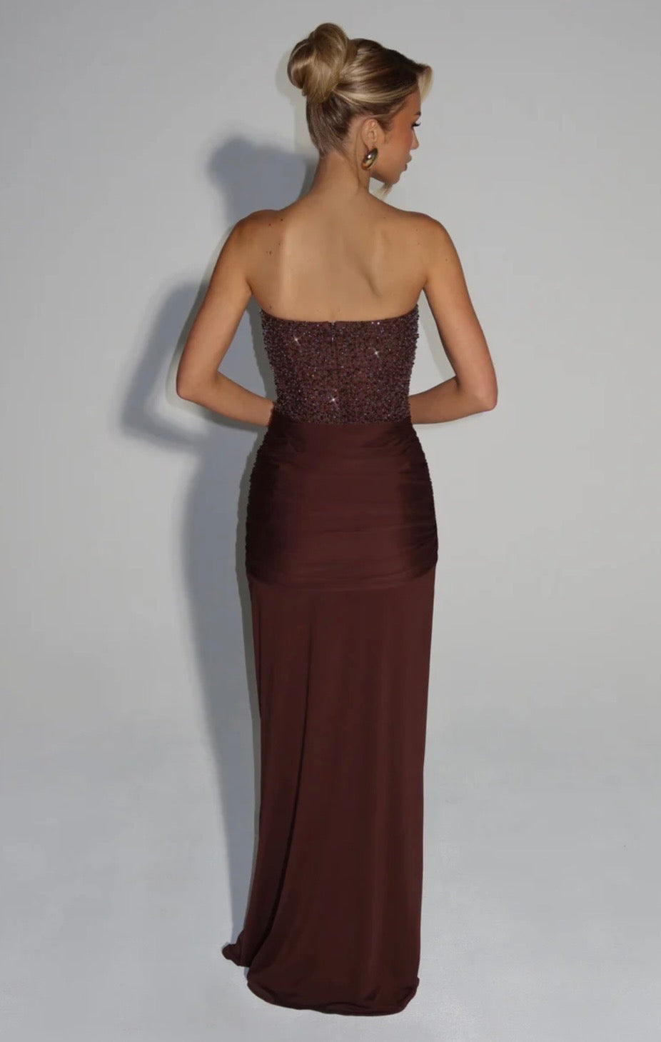 Esmeralda | Women's Embellished Mesh Dropped-Waist Maxi Gown