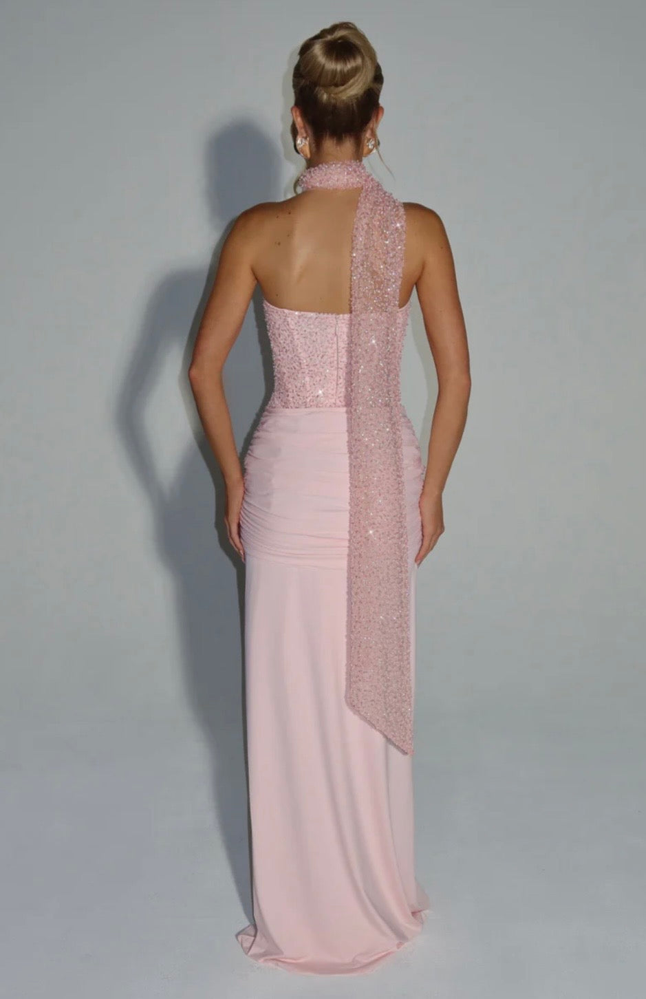 Esmeralda | Women's Embellished Mesh Dropped-Waist Maxi Gown