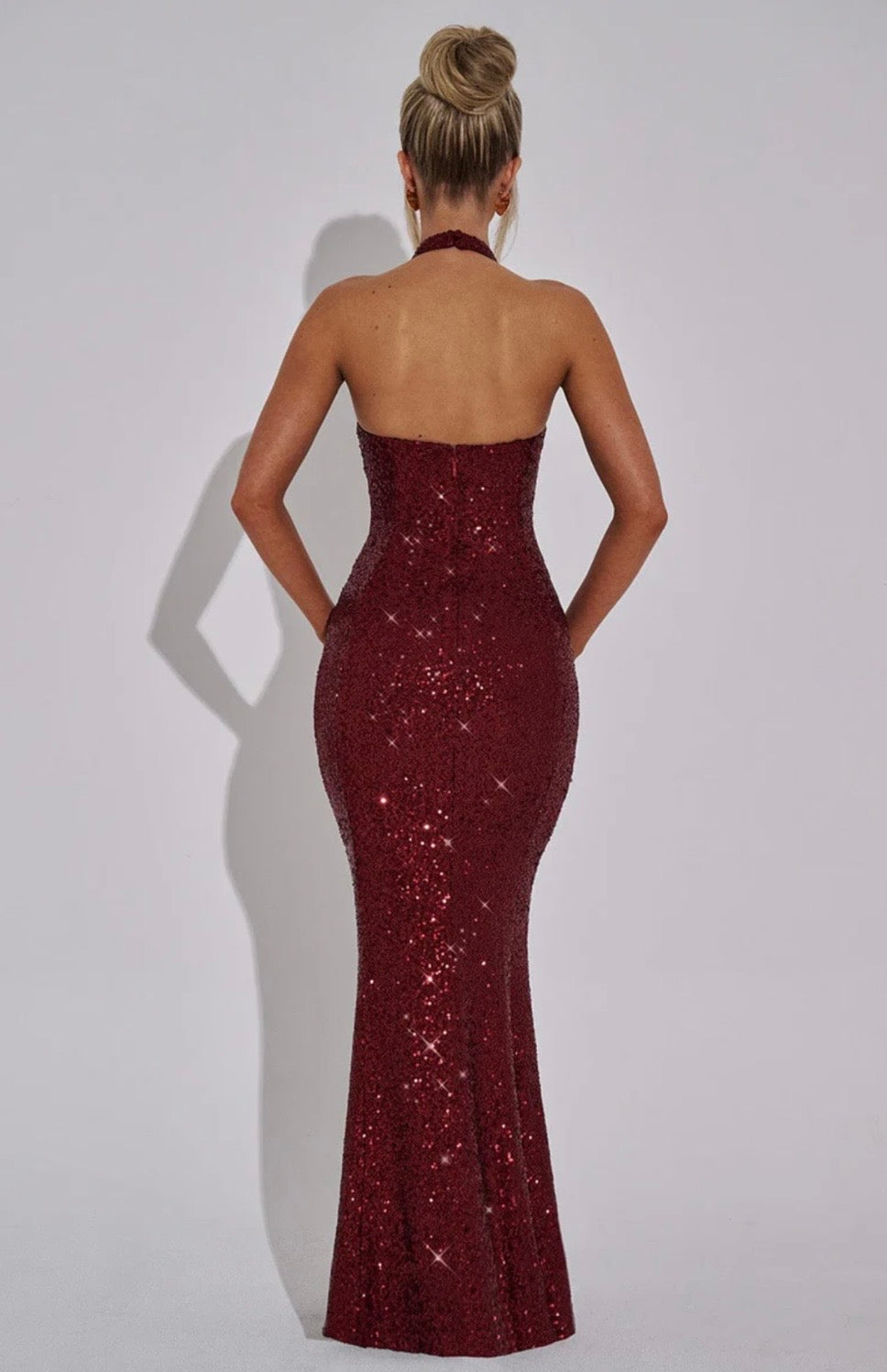 Estara | Women's Embellished Halter Fishtail Maxi Gown