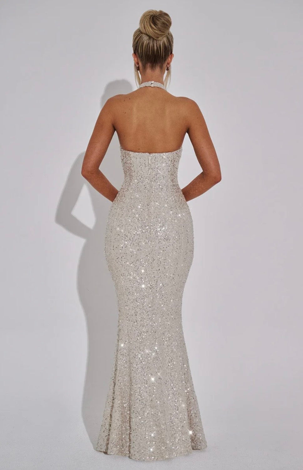 Estara | Women's Embellished Halter Fishtail Maxi Gown
