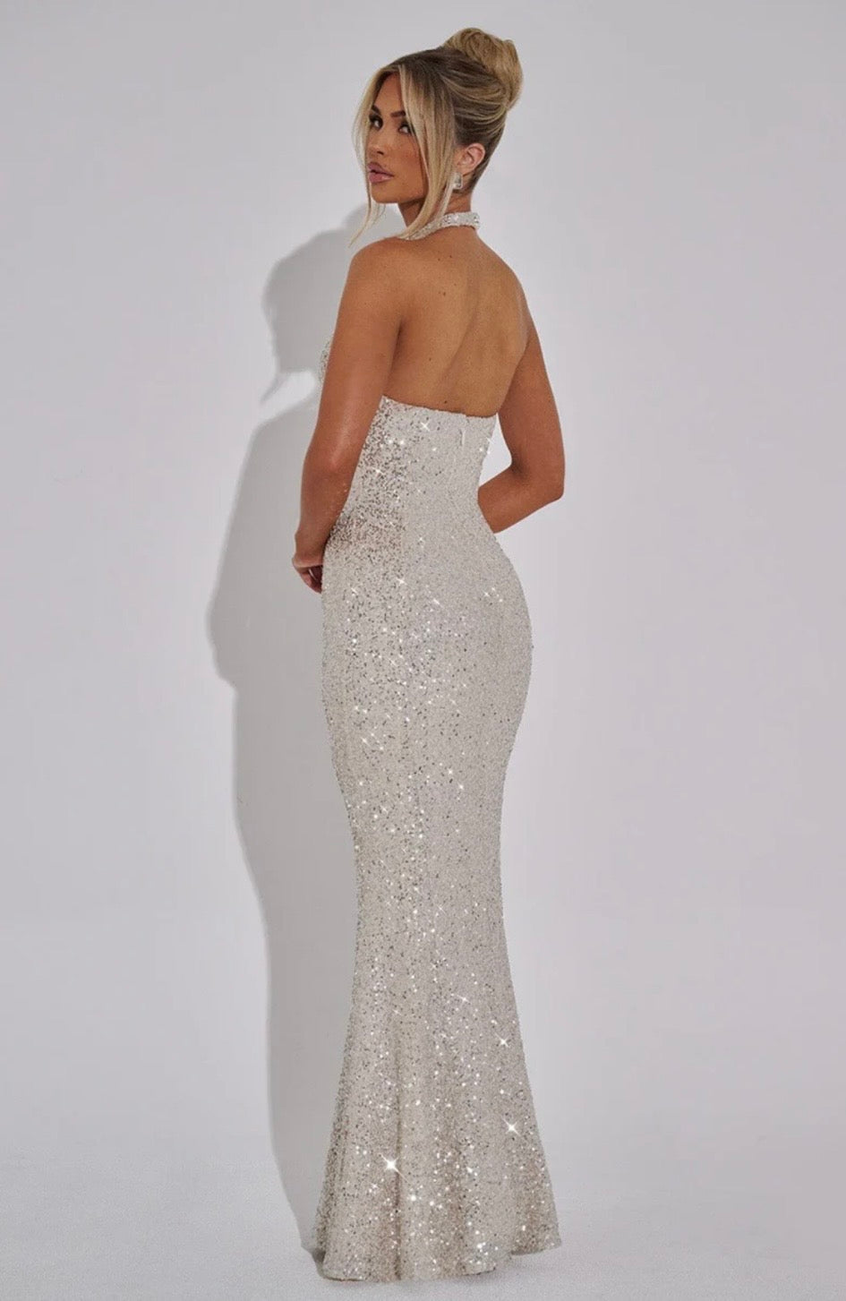 Estara | Women's Embellished Halter Fishtail Maxi Gown