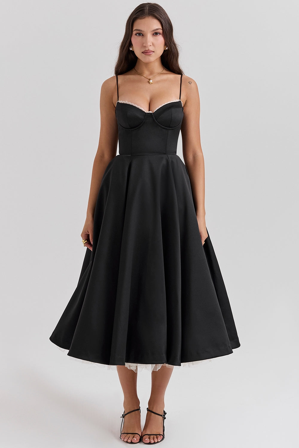 Daisy | Women's Structured Corset Satin Midi Dress