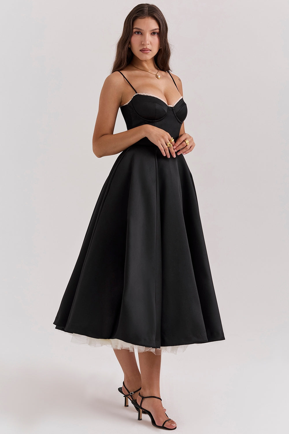 Daisy | Women's Structured Corset Satin Midi Dress