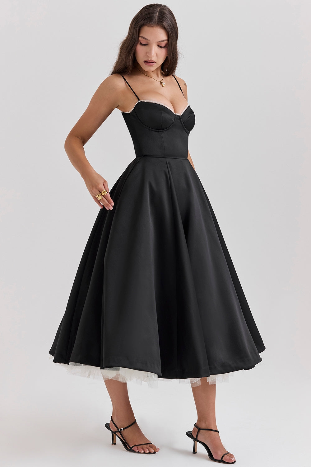 Daisy | Women's Structured Corset Satin Midi Dress