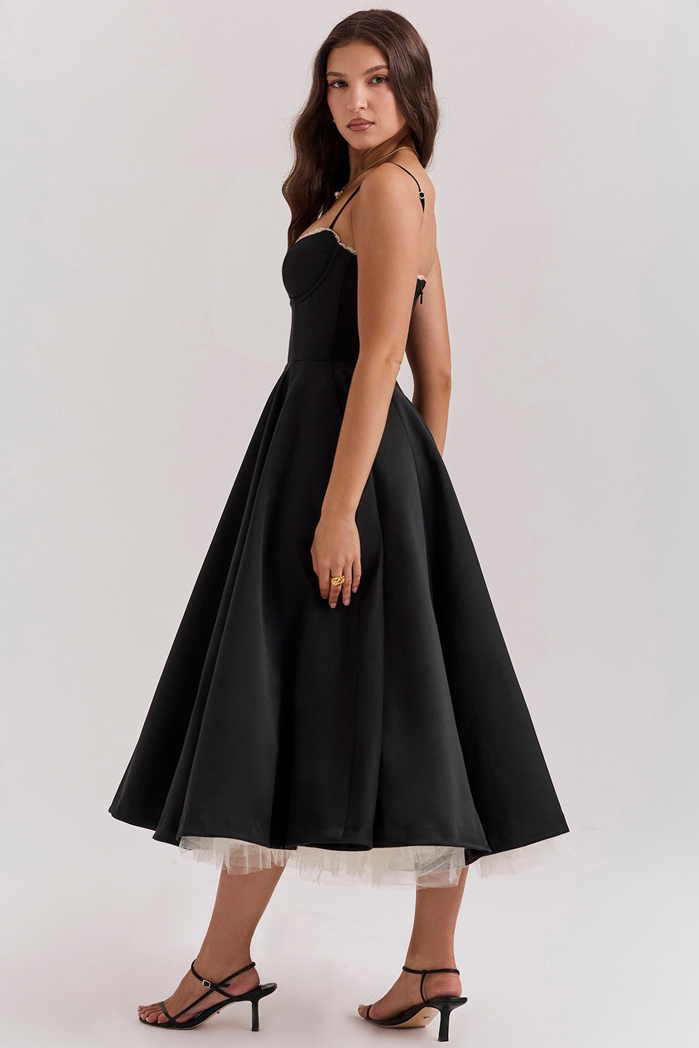 Daisy | Women's Structured Corset Satin Midi Dress