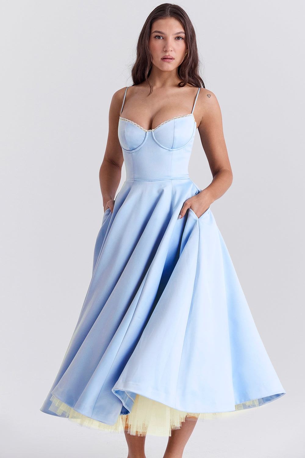 Daisy | Women's Structured Corset Satin Midi Dress