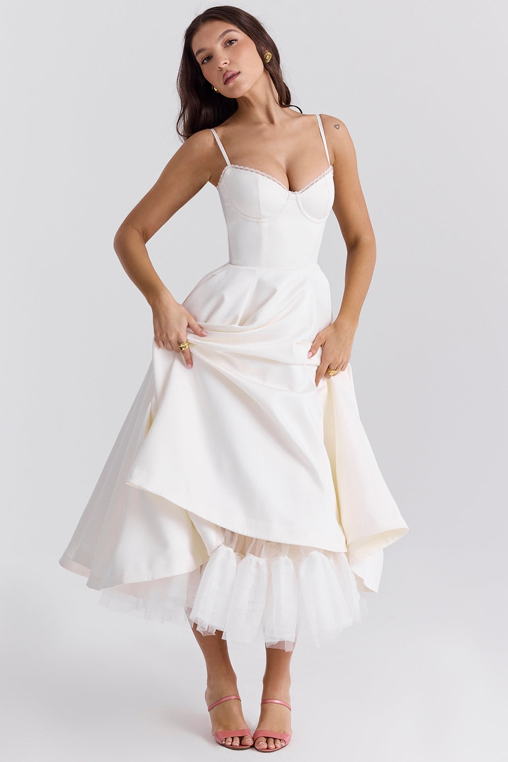 Daisy | Women's Structured Corset Satin Midi Dress