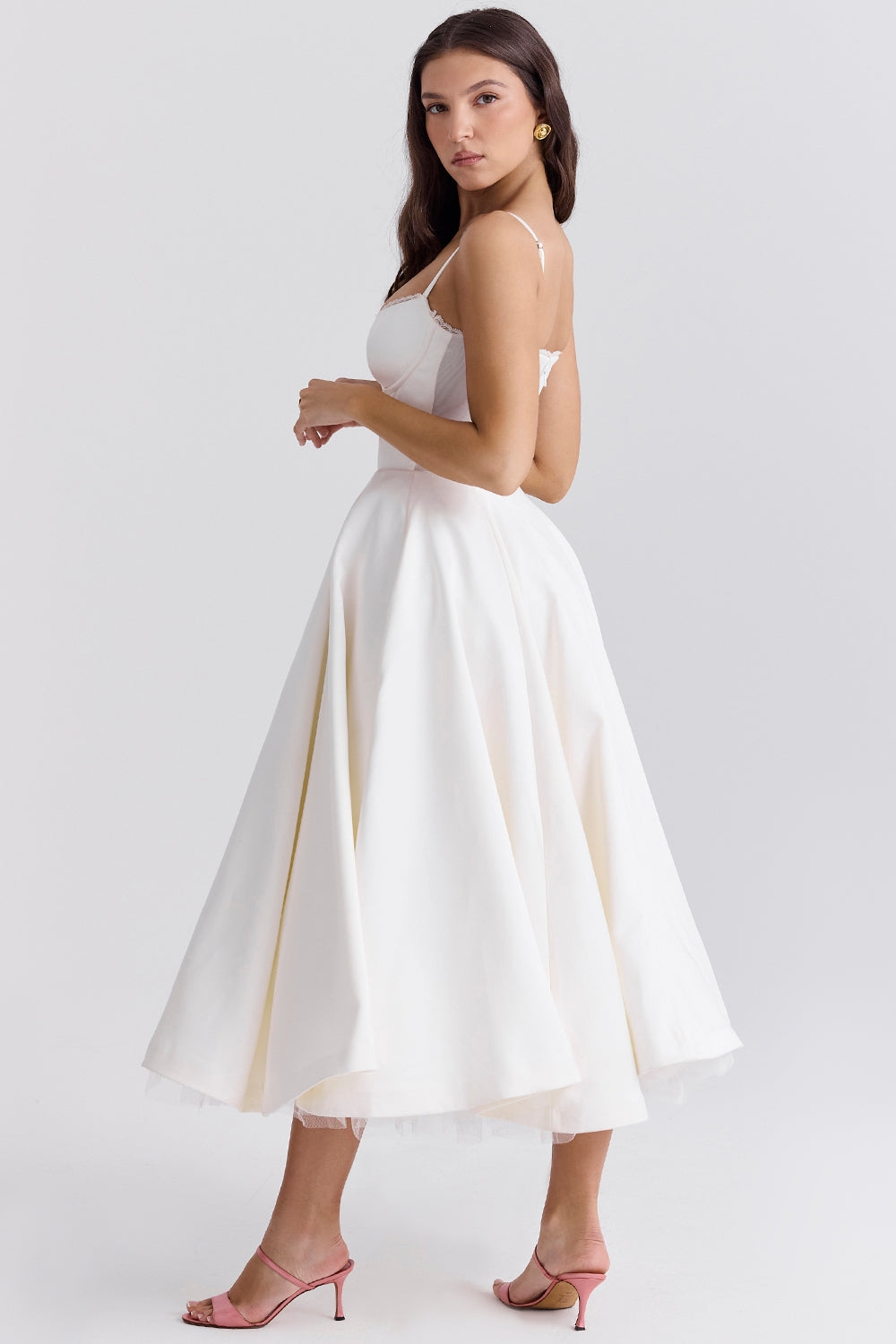 Daisy | Women's Structured Corset Satin Midi Dress