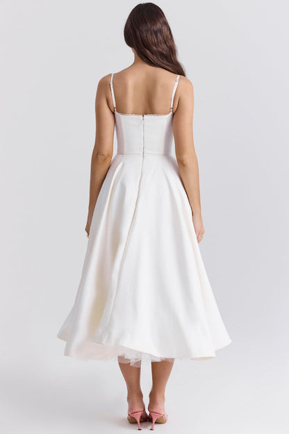 Daisy | Women's Structured Corset Satin Midi Dress