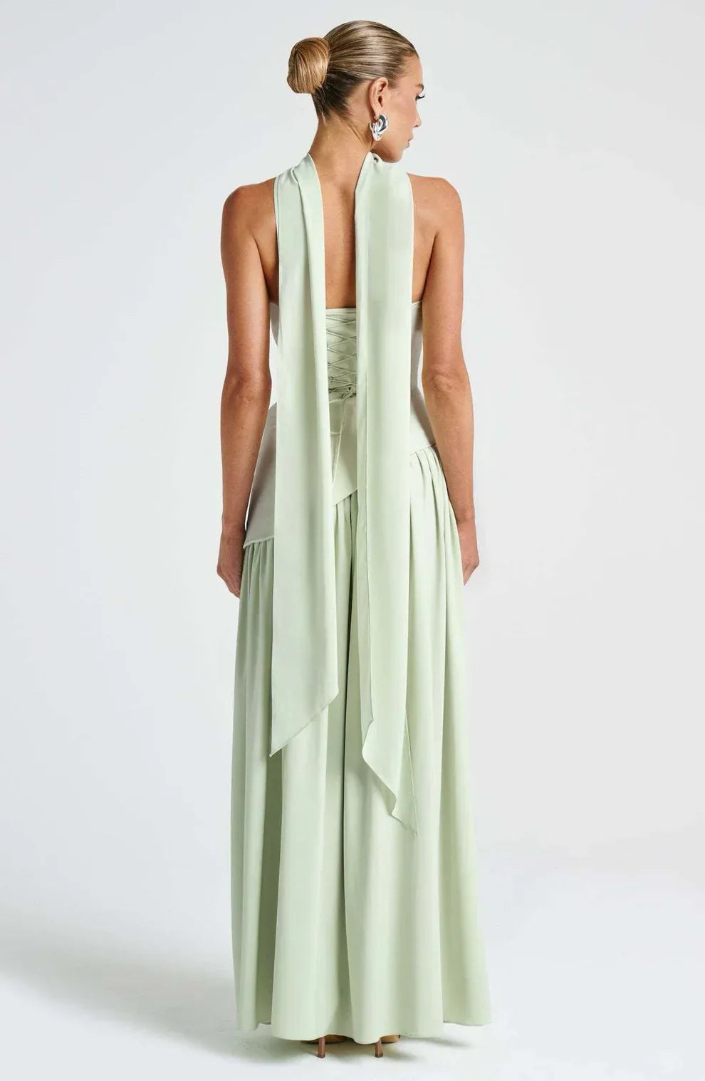 Donna | Women's Sculpted Asymmetrical Strapless Maxi Dress With Scarf