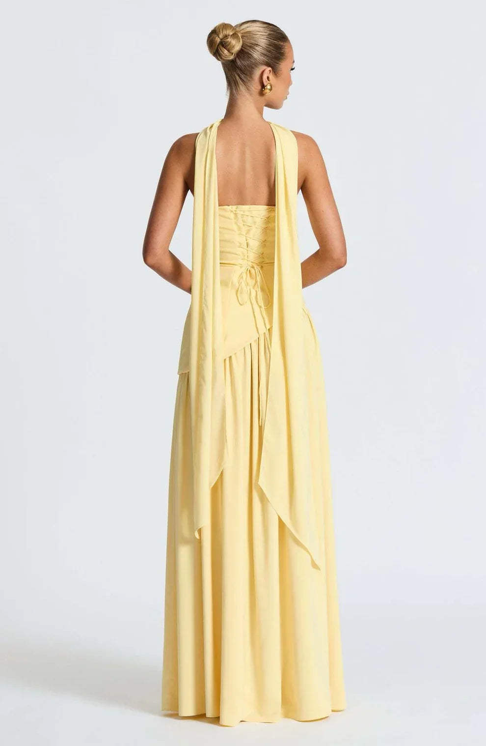 Donna | Women's Sculpted Asymmetrical Strapless Maxi Dress With Scarf