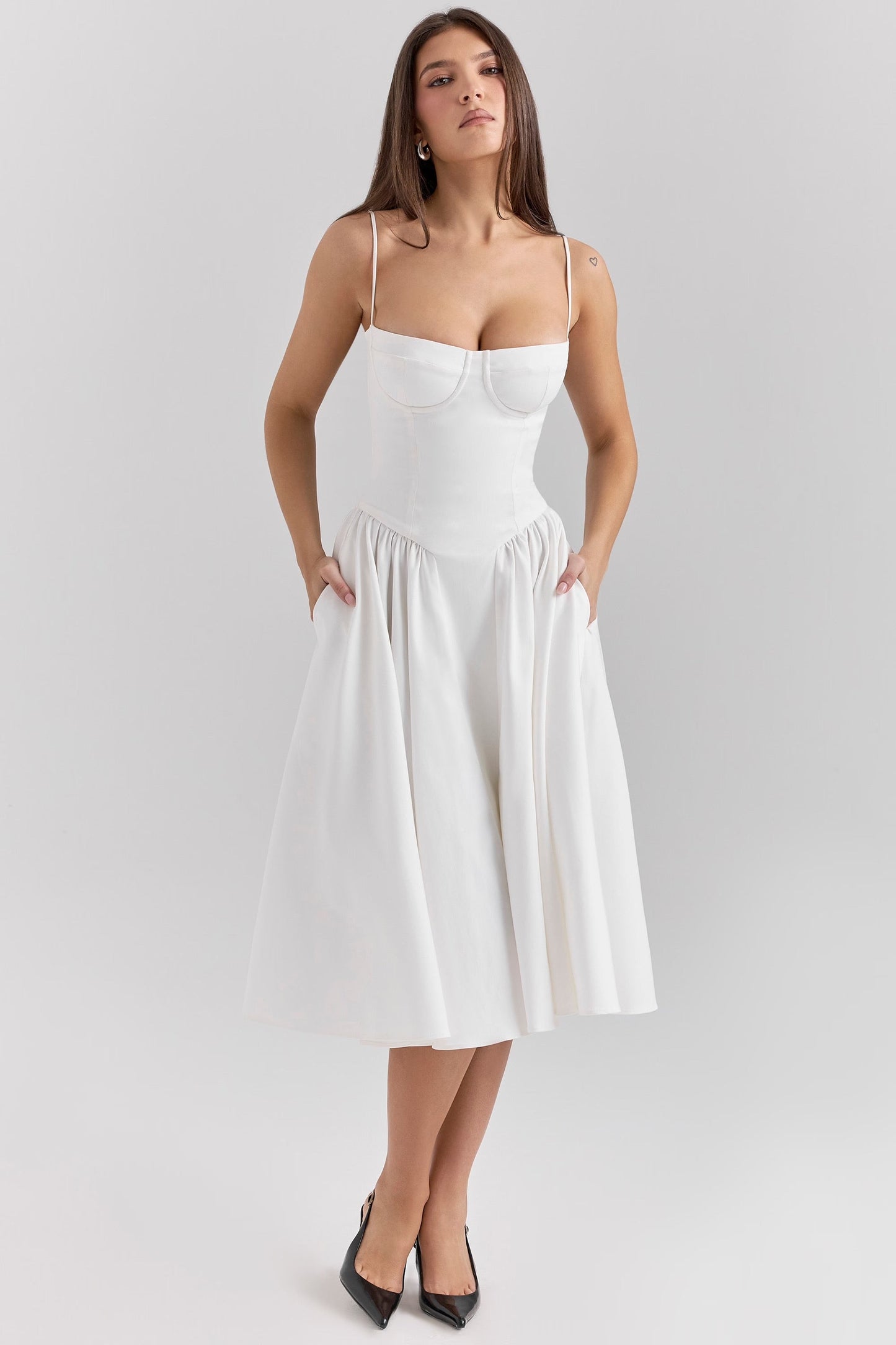 Charlotte | Women's Underwired Sweetheart Twill Boned Midaxi Gown
