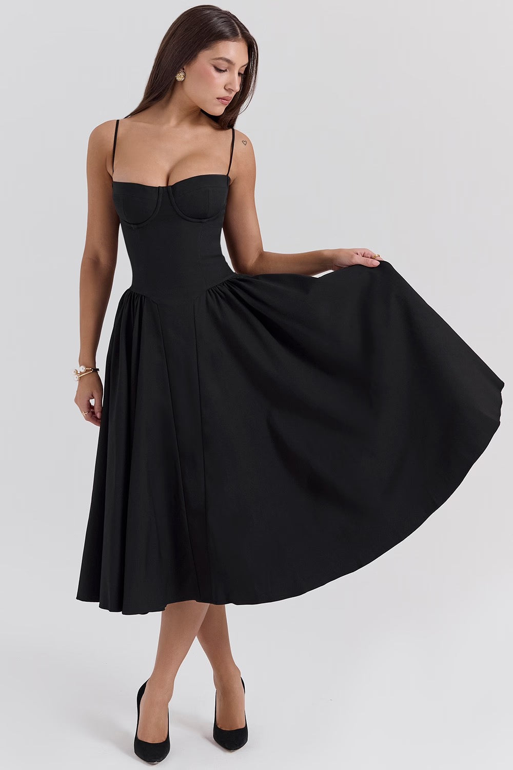 Charlotte | Women's Underwired Sweetheart Twill Boned Midaxi Gown