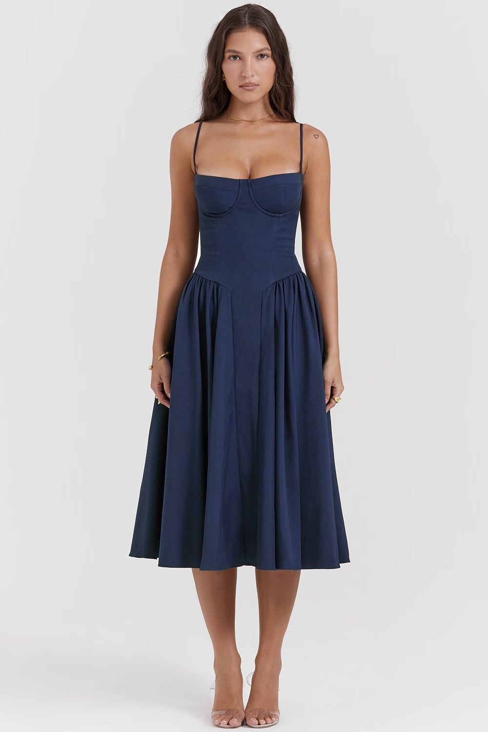 Charlotte | Women's Underwired Sweetheart Twill Boned Midaxi Gown