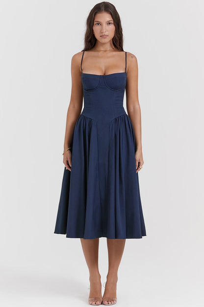 Charlotte | Women's Underwired Sweetheart Twill Boned Midaxi Gown