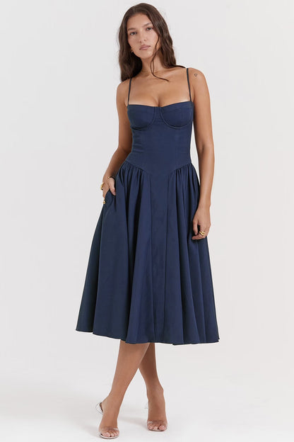 Charlotte | Women's Underwired Sweetheart Twill Boned Midaxi Gown