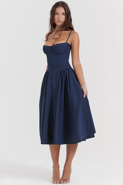 Charlotte | Women's Underwired Sweetheart Twill Boned Midaxi Gown