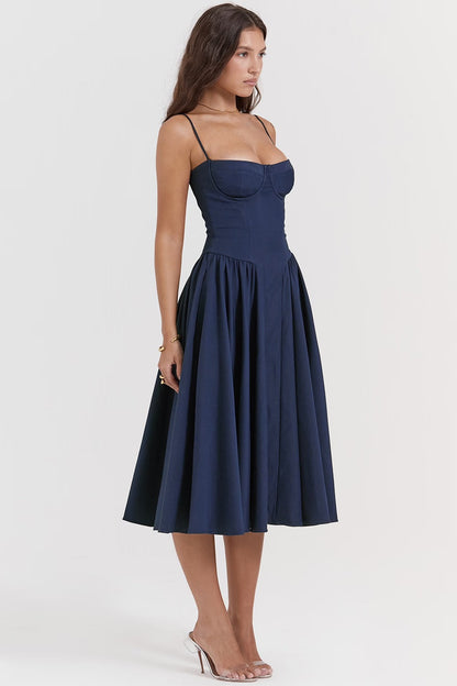 Charlotte | Women's Underwired Sweetheart Twill Boned Midaxi Gown