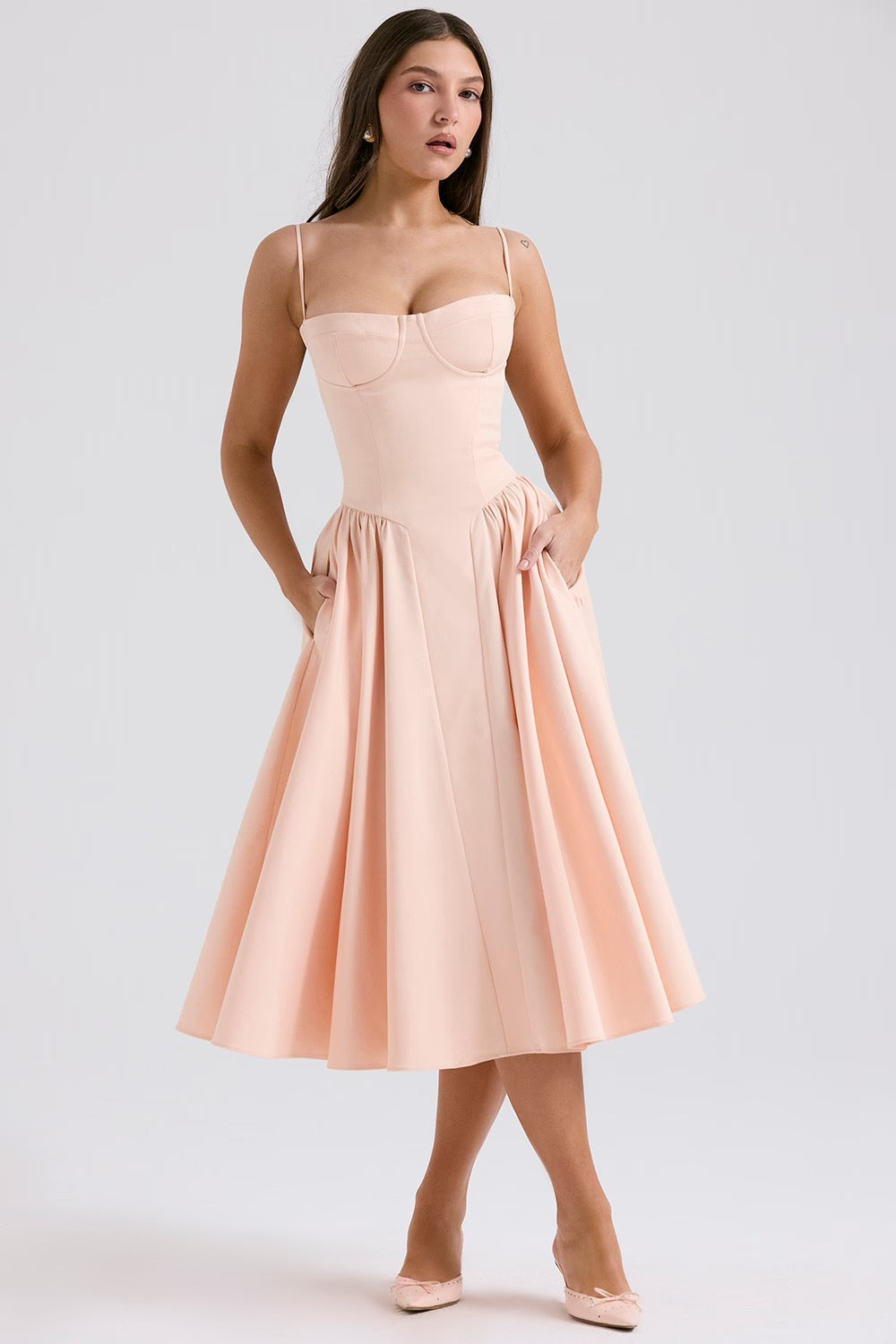 Charlotte | Women's Underwired Sweetheart Twill Boned Midaxi Gown