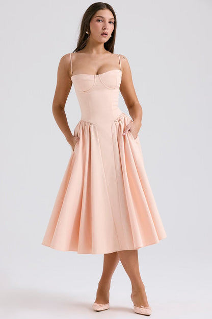 Charlotte | Women's Underwired Sweetheart Twill Boned Midaxi Gown