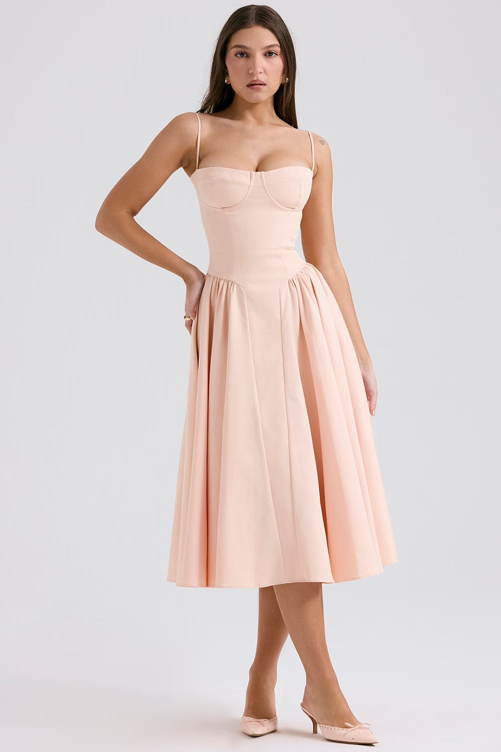 Charlotte | Women's Underwired Sweetheart Twill Boned Midaxi Gown