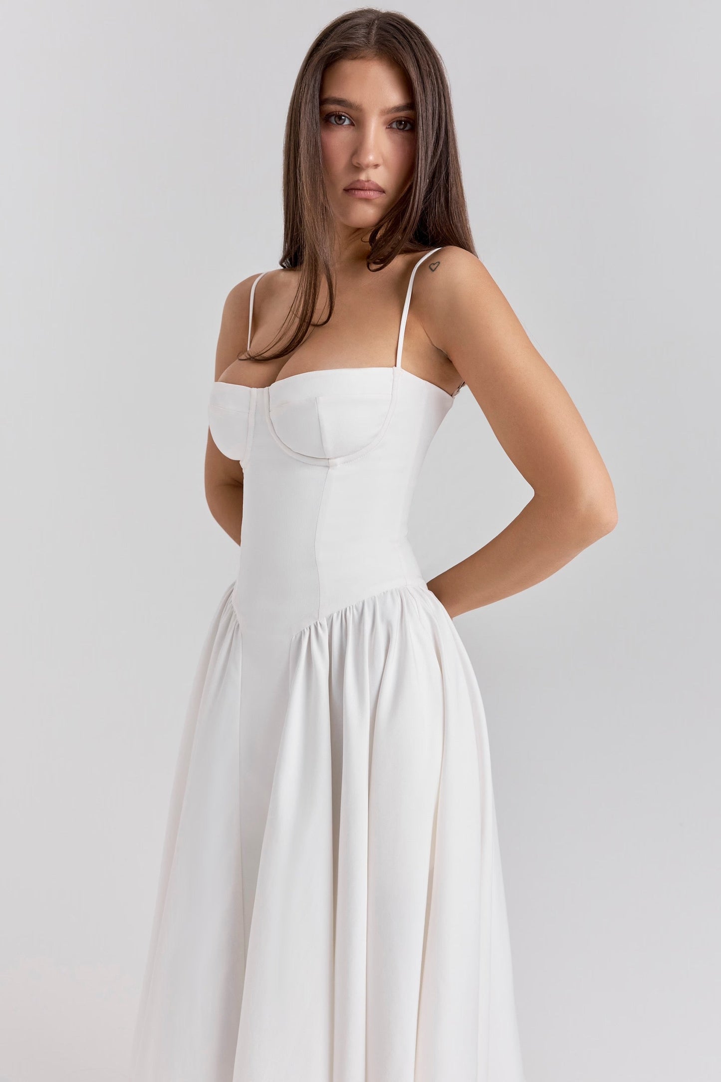 Charlotte | Women's Underwired Sweetheart Twill Boned Midaxi Gown