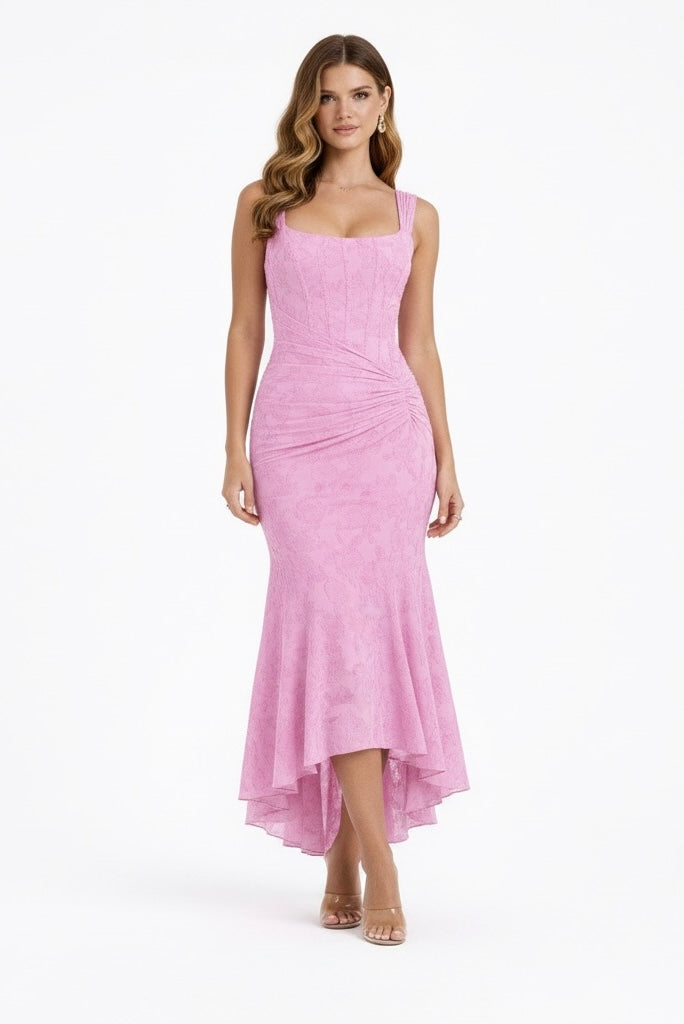 Cleo | Women's Cowl-Neck Bias-Cut Midi Gown