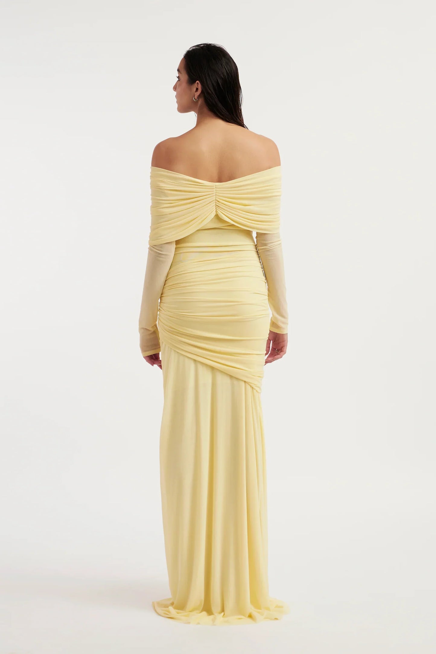 Helena | Women's Mesh Illusion Drape Maxi Dress