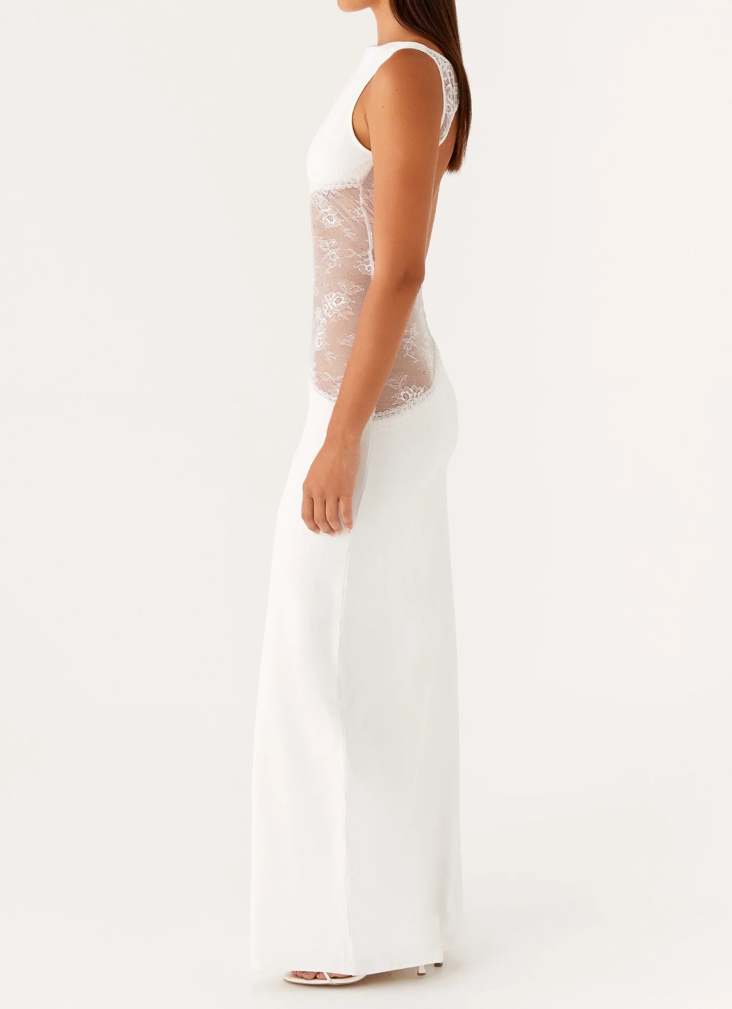 Lucinda | Women's Open-Back Lace-Panel Maxi Dress