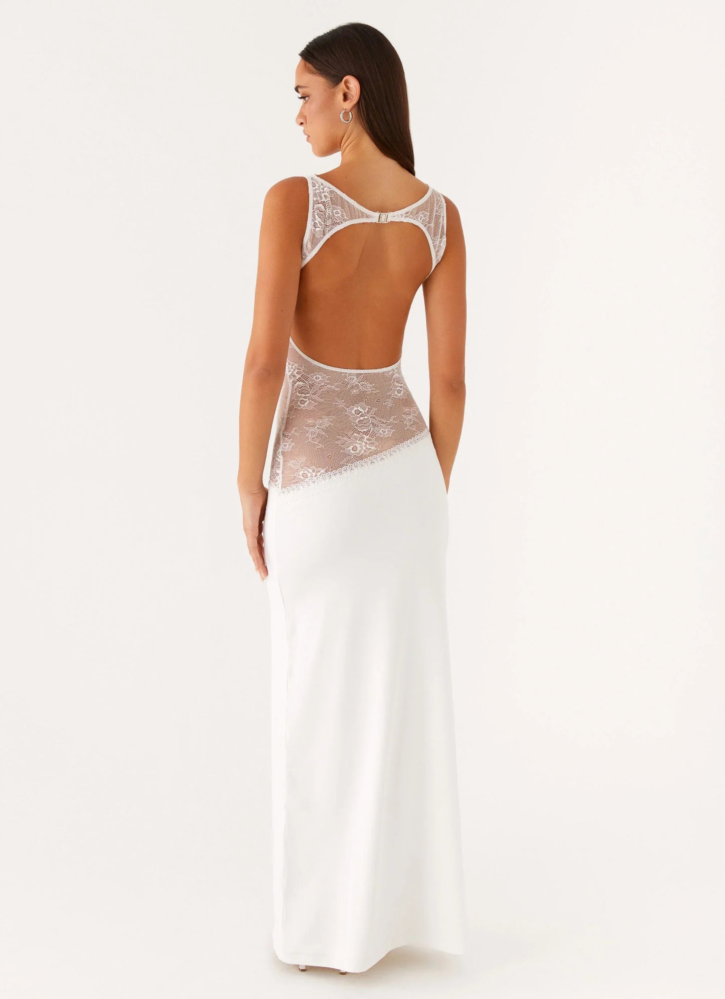 Lucinda | Women's Open-Back Lace-Panel Maxi Dress