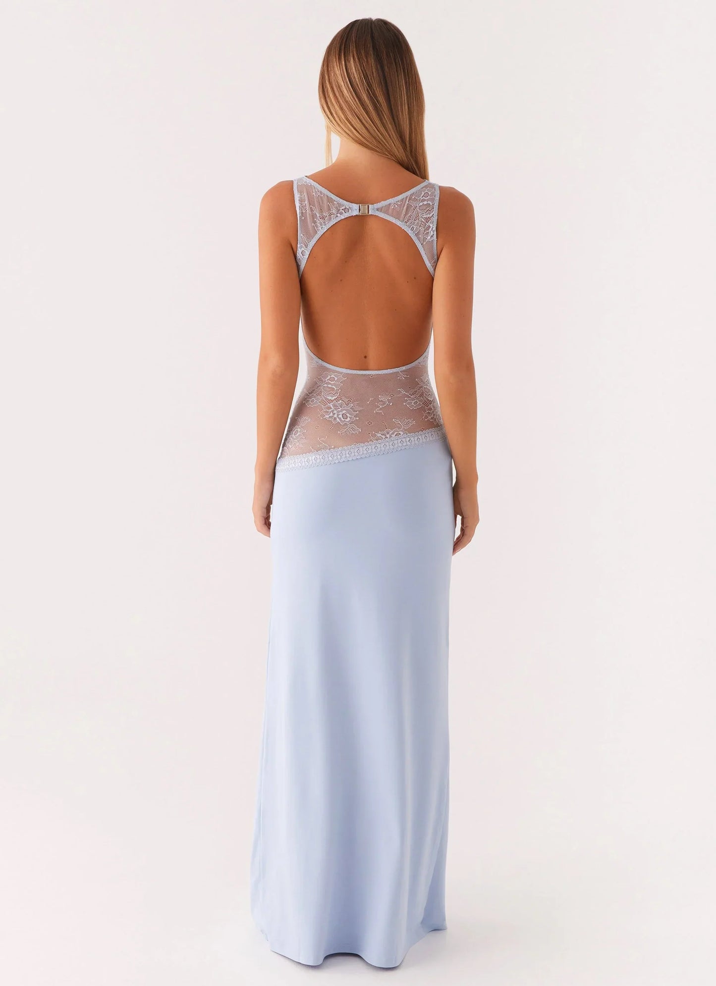 Lucinda | Women's Open-Back Lace-Panel Maxi Dress