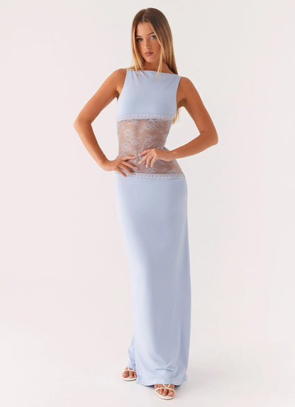 Lucinda | Women's Open-Back Lace-Panel Maxi Dress