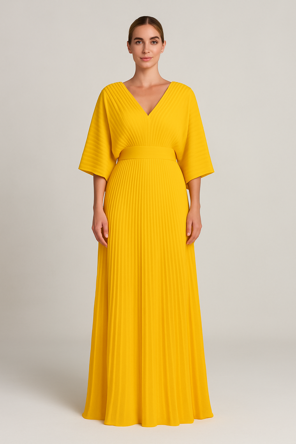 Maddy | Women's Sunburst Vibrant Pleated Maxi Dress
