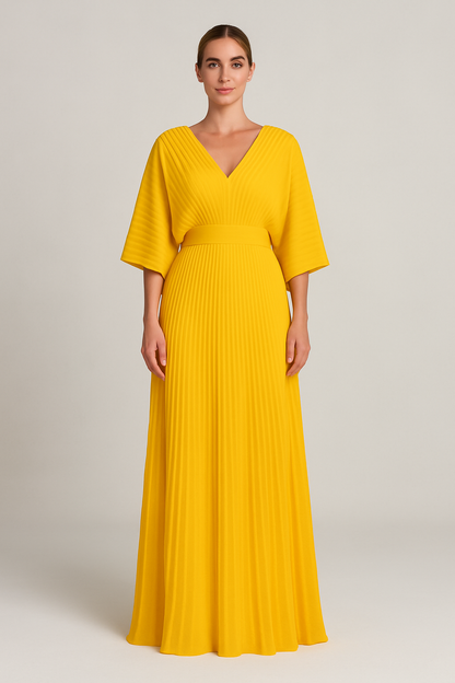 Maddy | Women's Sunburst Vibrant Pleated Maxi Dress