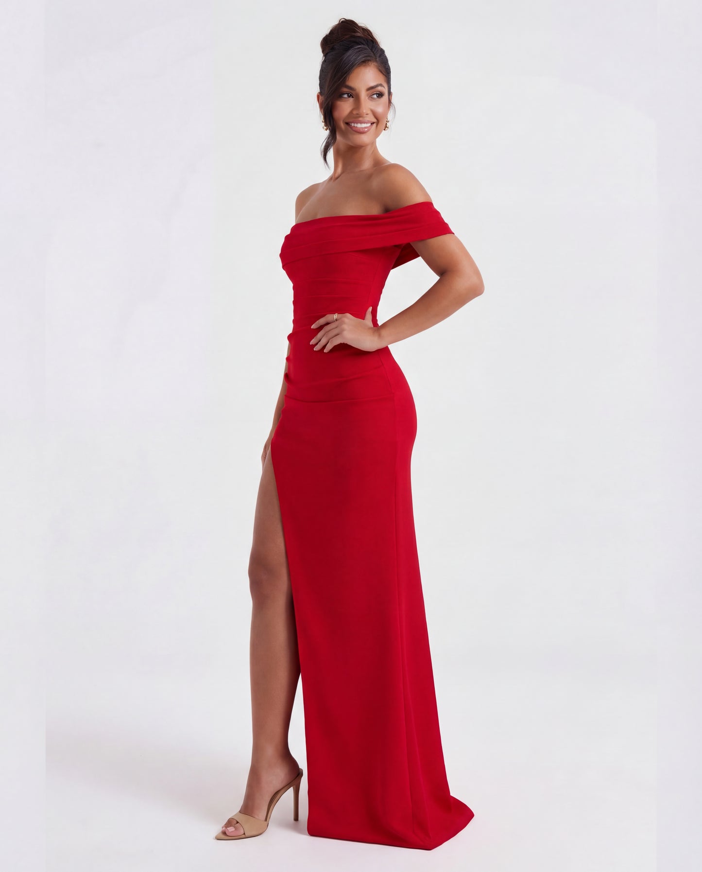 Belle | Women's Off-Shoulder Ruched Maxi Dress