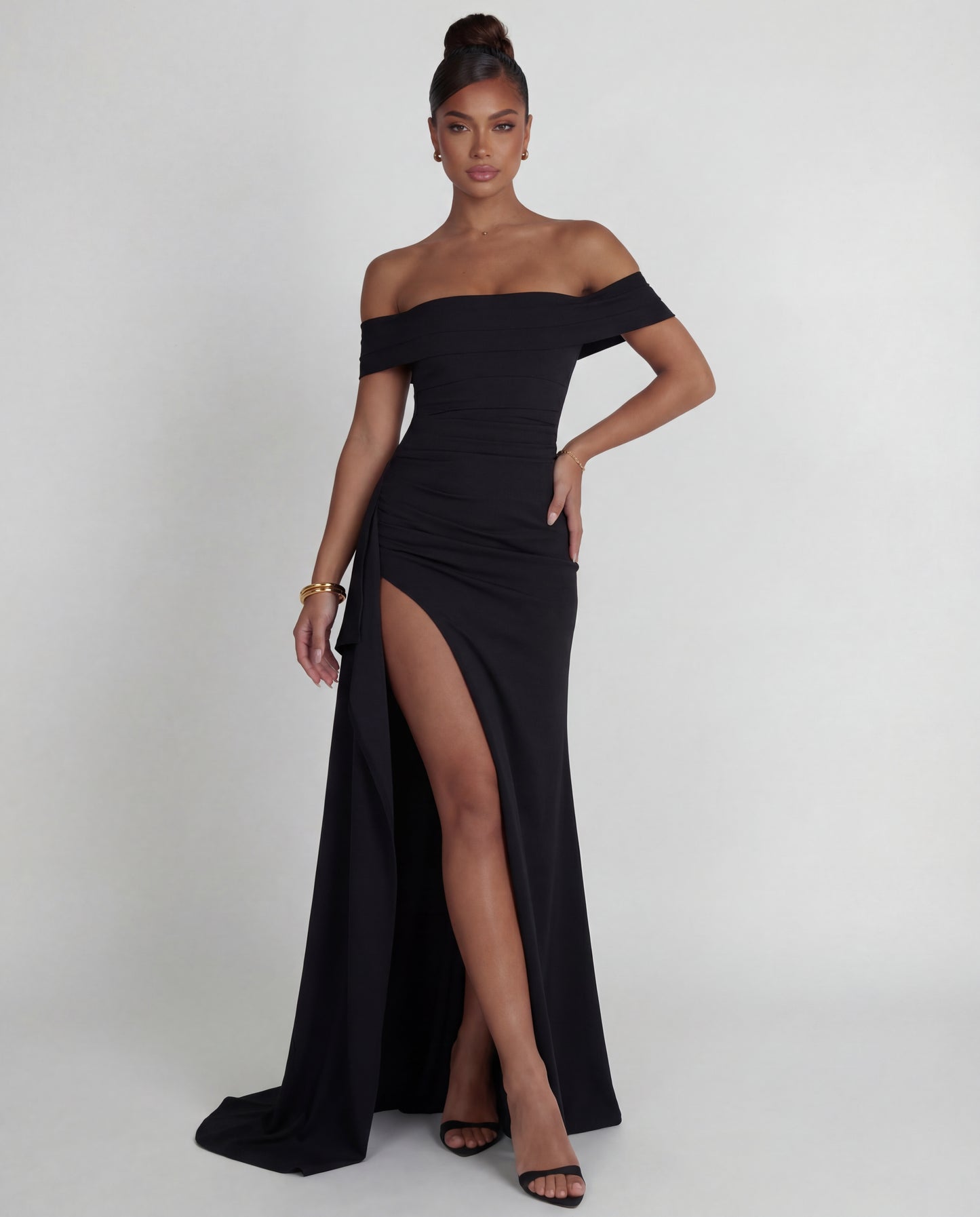 Belle | Women's Off-Shoulder Ruched Maxi Dress