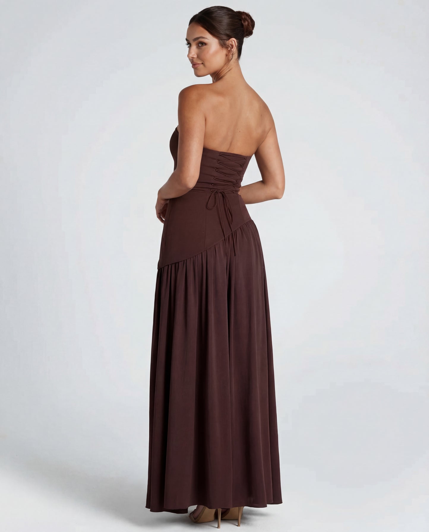 Aveline | Women's Strapless Scarf-Neckline Maxi Dress