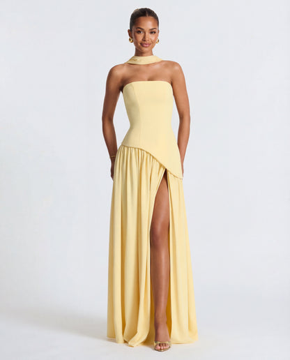 Aveline | Women's Strapless Scarf-Neckline Maxi Dress