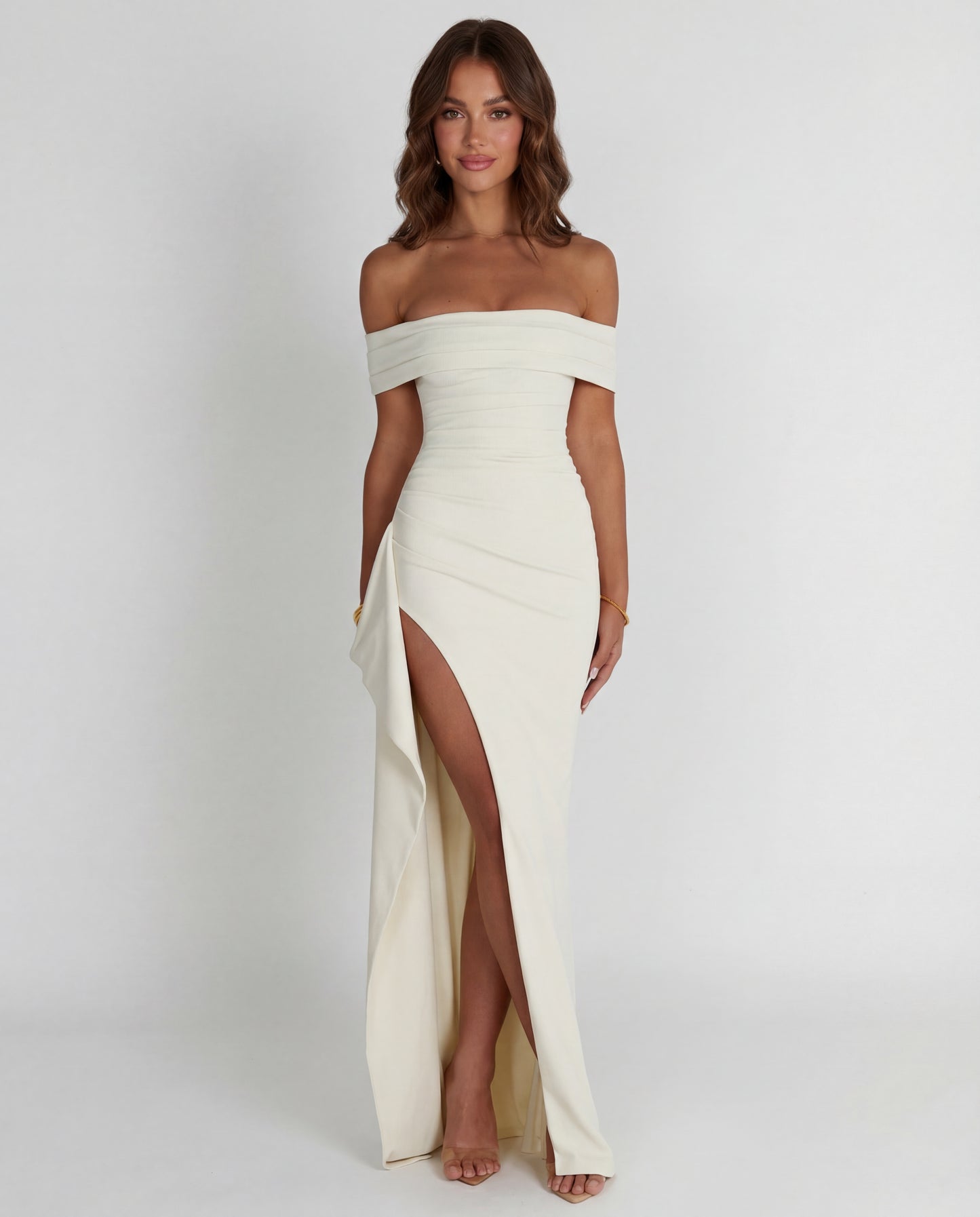 Belle | Women's Off-Shoulder Ruched Maxi Dress