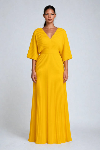 Maddy | Women's Sunburst Vibrant Pleated Maxi Dress