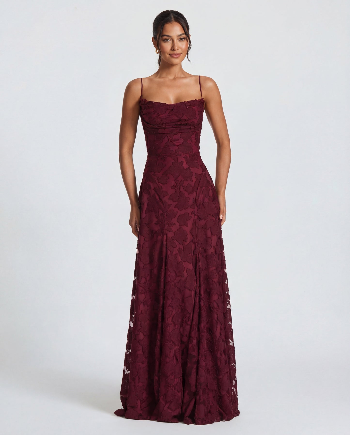 Wynn | Women's Floral Burnout Jersey Cowl Maxi Dress