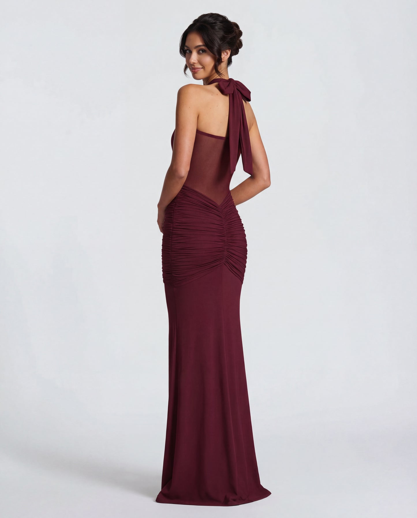 Rosabella | Women's Sun-Glow Ruched Halter Maxi Dress