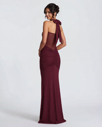 Rosabella | Women's Sun-Glow Ruched Halter Maxi Dress