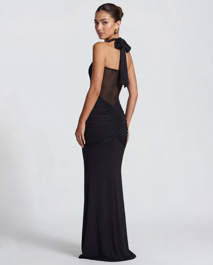 Valentina | Women's Twisted-Bust Mesh Maxi Dress