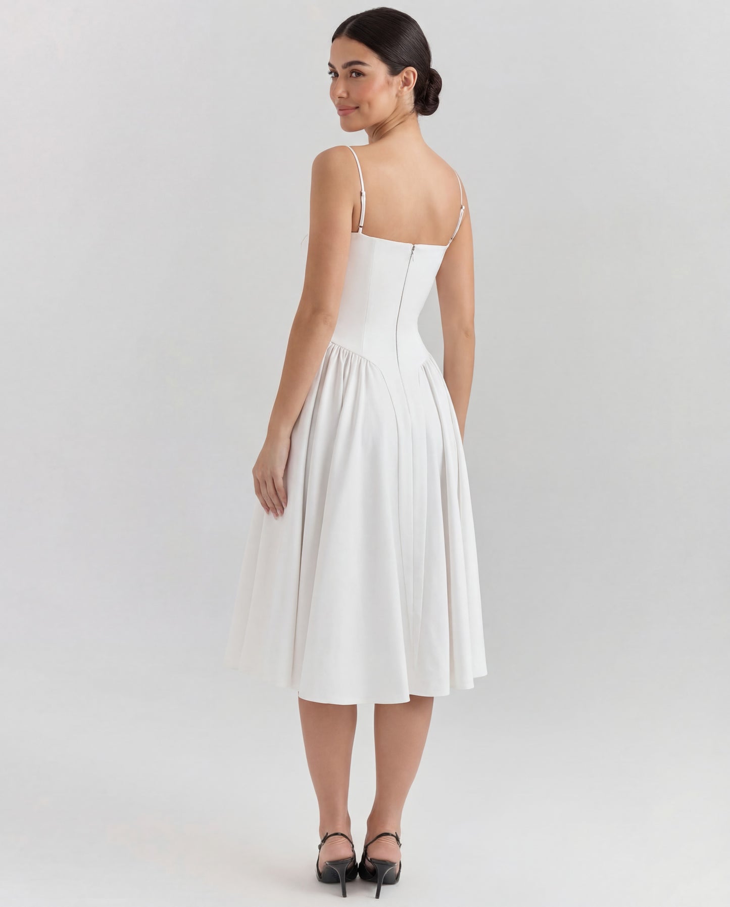 Amaria | Women's Underwired Sweetheart Structured Twill Corset Midi Dress