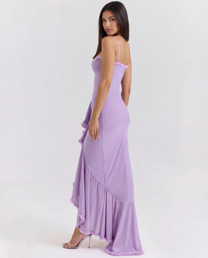 Mona | Women's Sweetheart Ruched Cascading Ruffle Maxi Dress