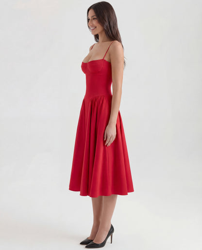 Amaria | Women's Underwired Sweetheart Structured Twill Corset Midi Dress