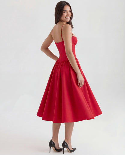 Amaria | Women's Underwired Sweetheart Structured Twill Corset Midi Dress