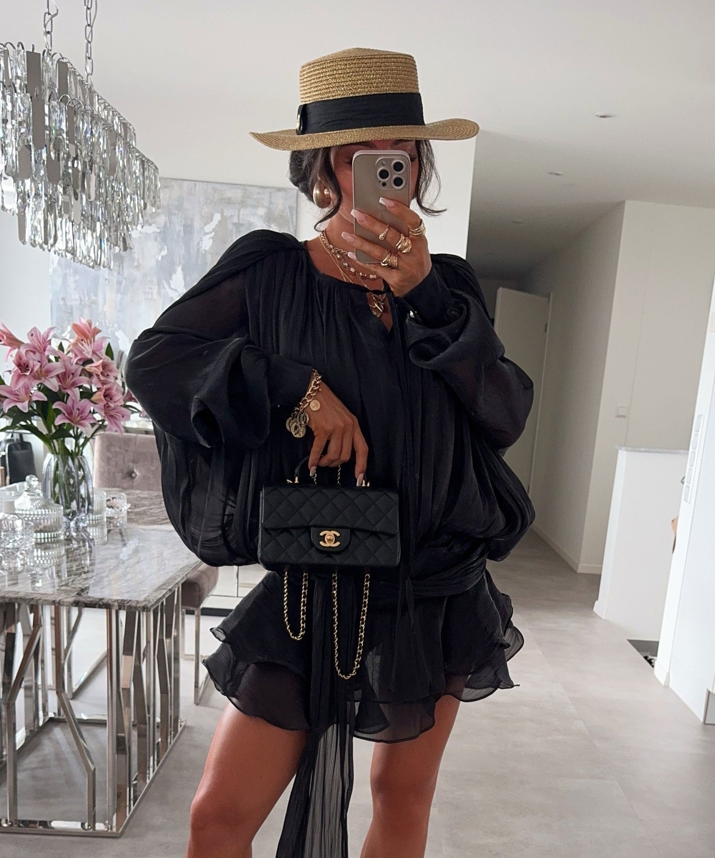 Velvet | Women's Luminous Black Velvet Mini Dress