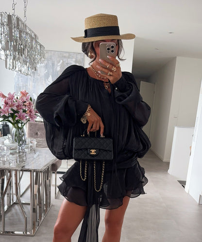 Velvet | Women's Luminous Black Velvet Mini Dress